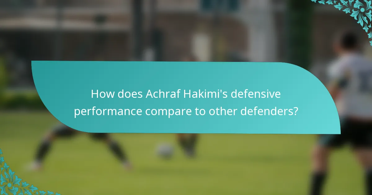 How does Achraf Hakimi's defensive performance compare to other defenders?