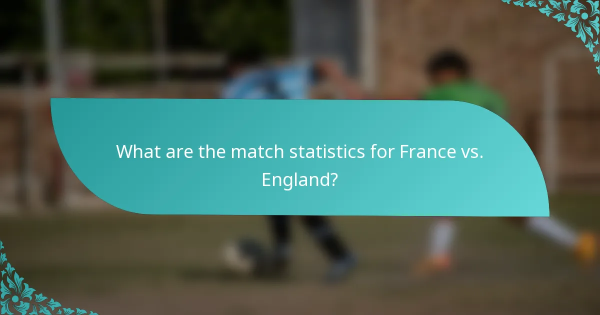 What are the match statistics for France vs. England?