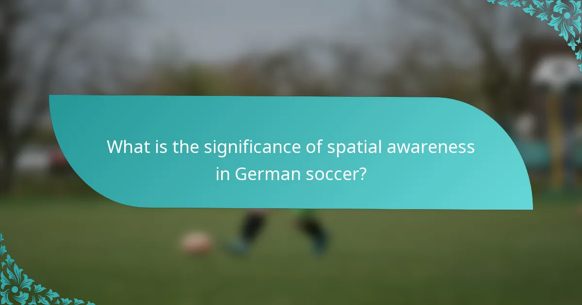 What is the significance of spatial awareness in German soccer?